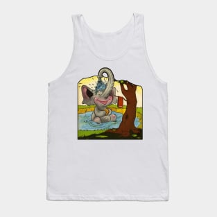 Cute vintage baby elephant having a wash design Tank Top